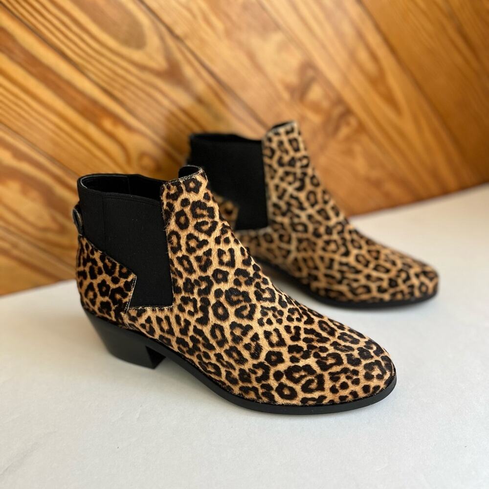 Cole Haan Gia Ankle Bootie Calf Hair Leopard Print